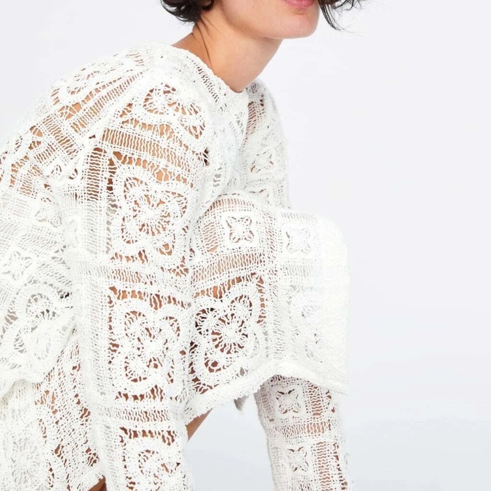 Zara boho crochet knit midi dress blogger favorite - Picture 6 of 9